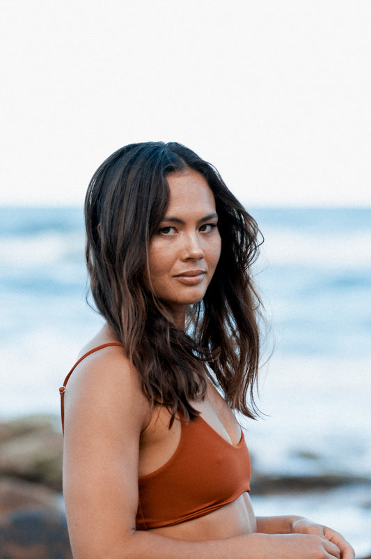 Brooklyn top - Clay. A fully adjustable fit for all comforts. The Brooklyn top offers a design perfect for in the water or casual beach wear.
